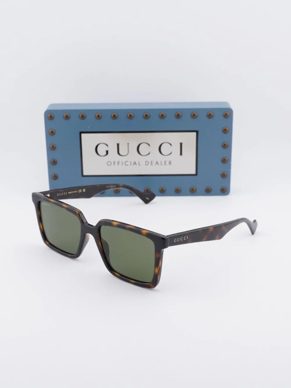 Gucci GG1540S 002 Square Sunglasses - Havana / Green